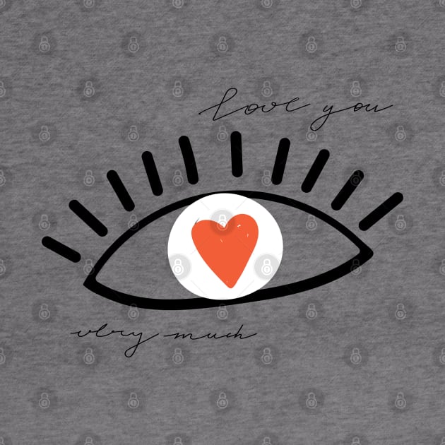 Pattern of eyes in love with heart and lettering. Valentine's day. by CoCoArt-Ua